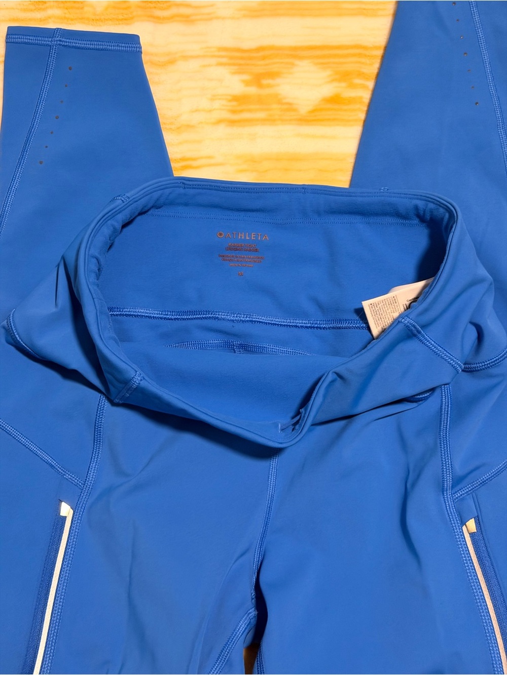Athleta Rainer Tight High-Waisted Leggings Blue, Size M Reflective Zip Pockets - Picture 6 of 8